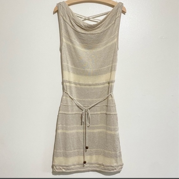 Greylin Dresses & Skirts - Greylin linen blend crew neck neutral colors striped  sleeveless dress